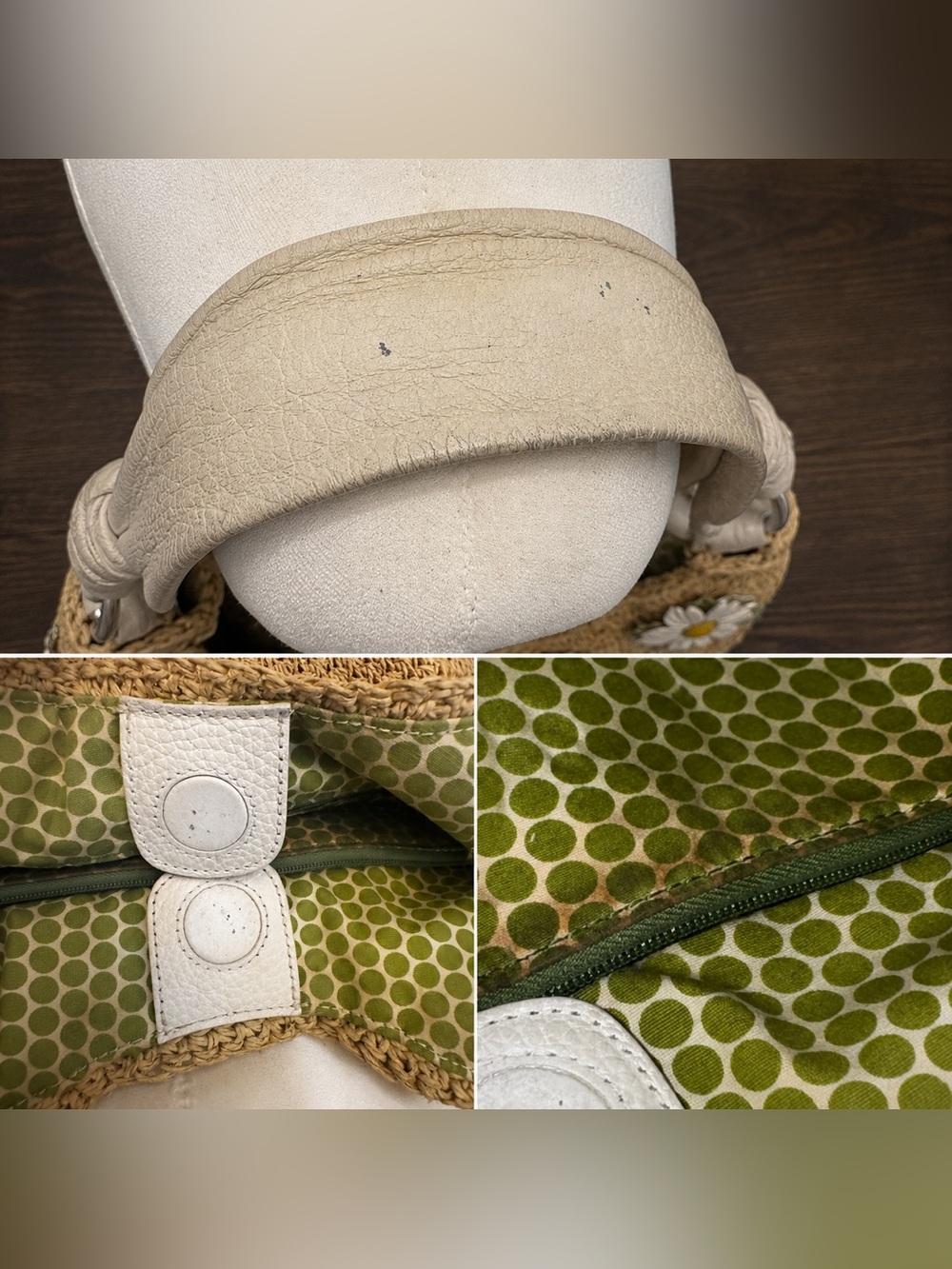 Brighton Madagascar Daisy Raffia Straw Shoulder Bag Purse Floral Details - Picture 12 of 13